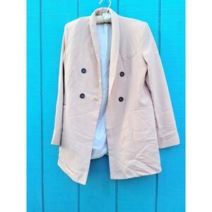 Quiet‎ Luxury Blush Pink Double Breasted Shawl Blazer Old Money Office Corpcore
